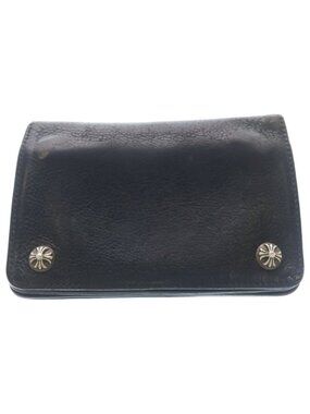 Chrome Hearts Cross Ball Button Leather Wallet Black